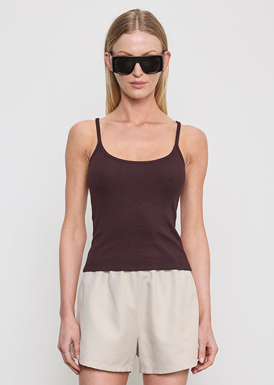 Cotton Rib Cami Tank | Black Orchid