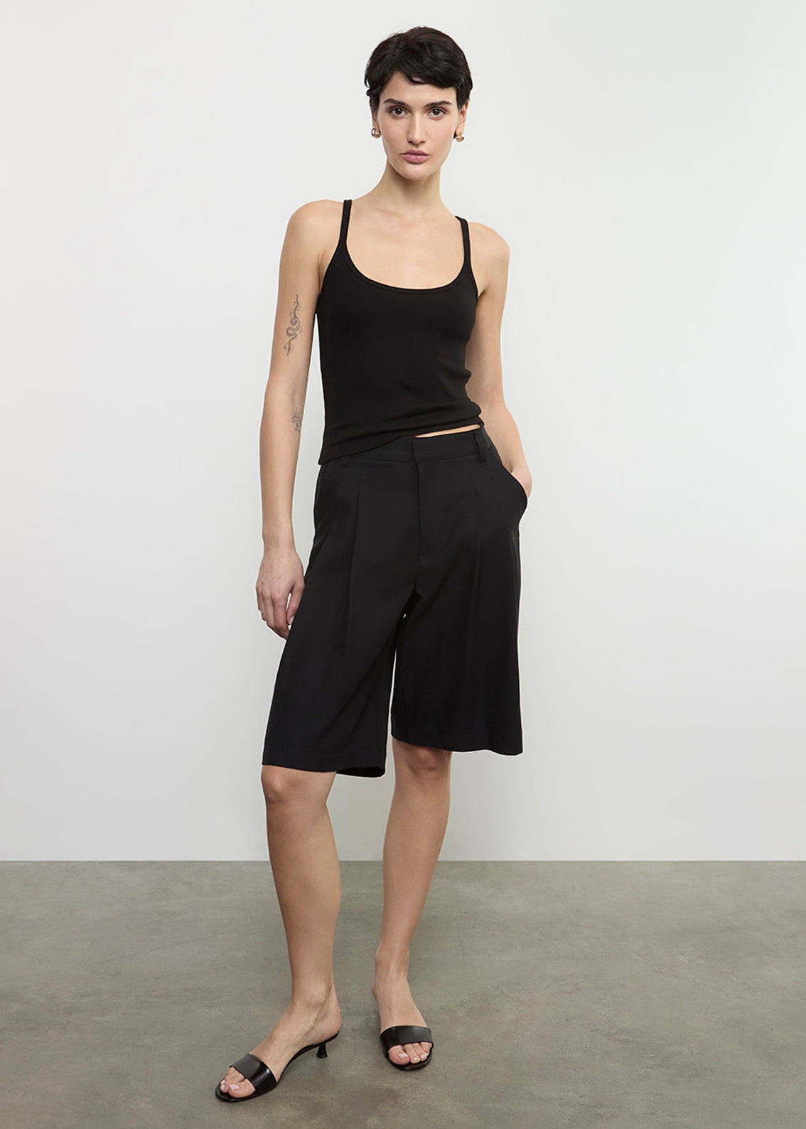 Cotton Rib Cami Tank | Black