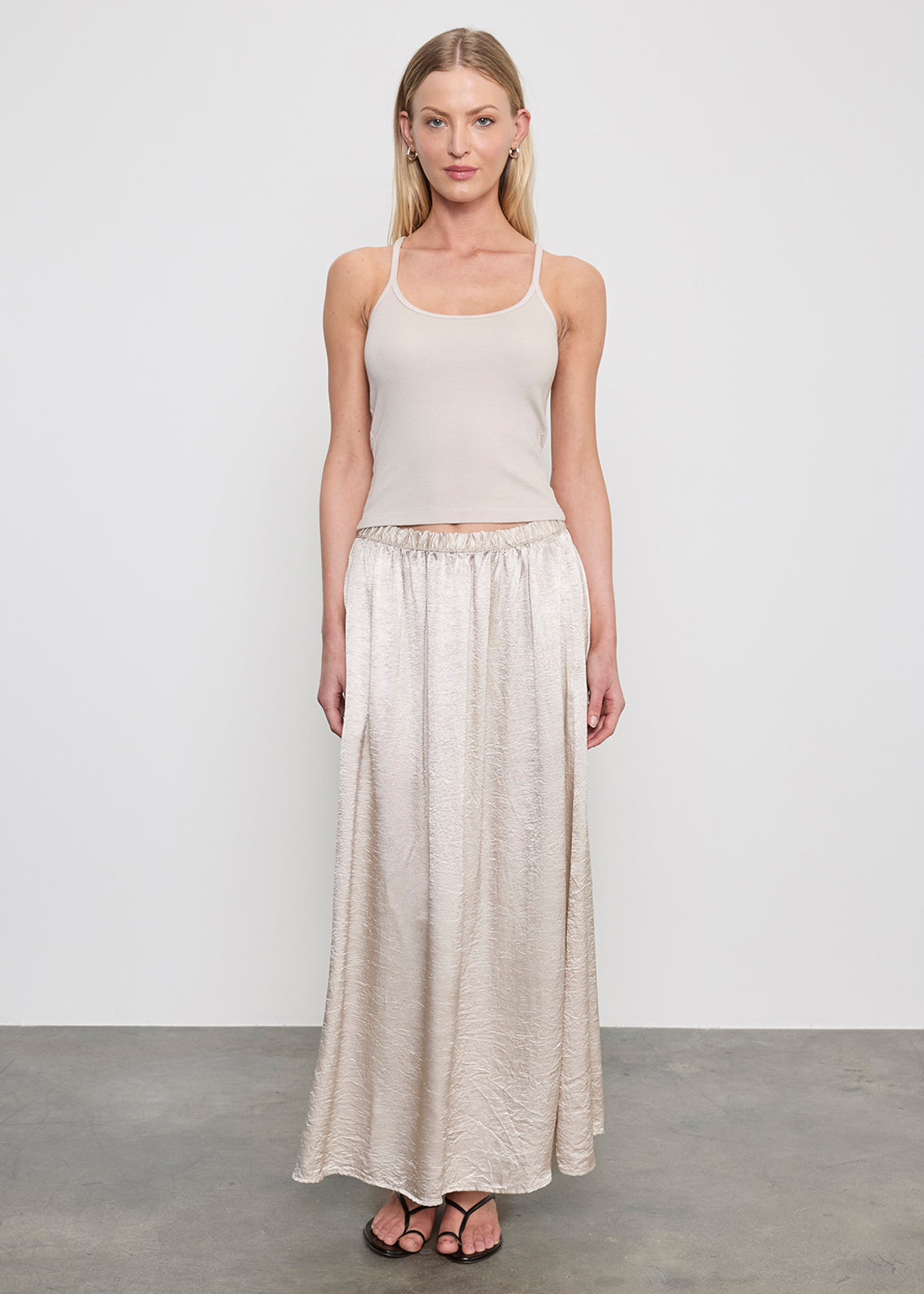 Cotton Rib Cami Tank | Champagne