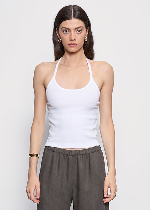 Cotton Rib Halter | White