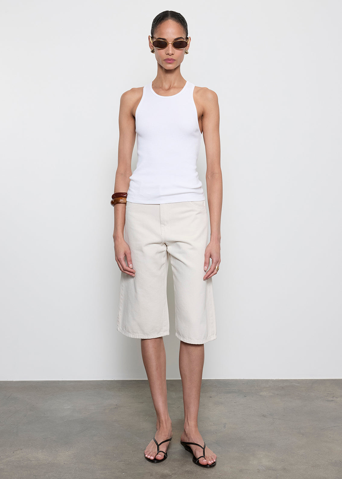 Cotton Rib Boy Tank | White