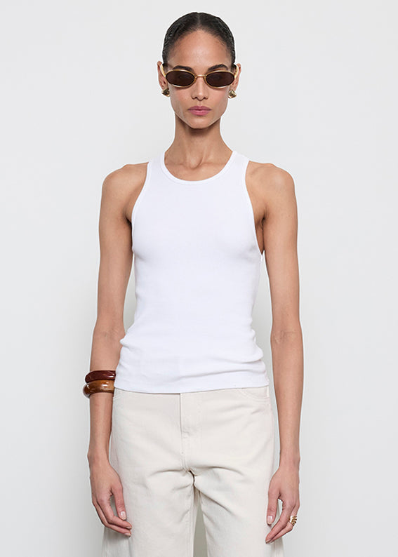 Cotton Rib Boy Tank | White