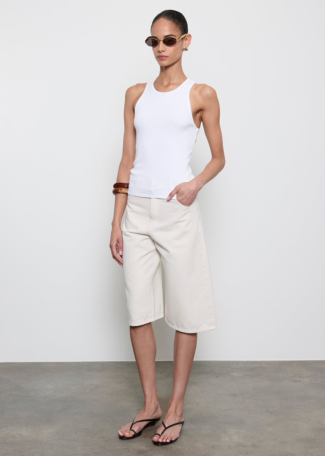 Cotton Rib Boy Tank | White