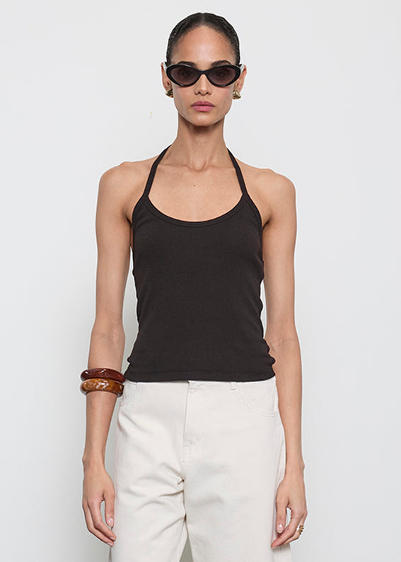 Cotton Rib Halter | Black