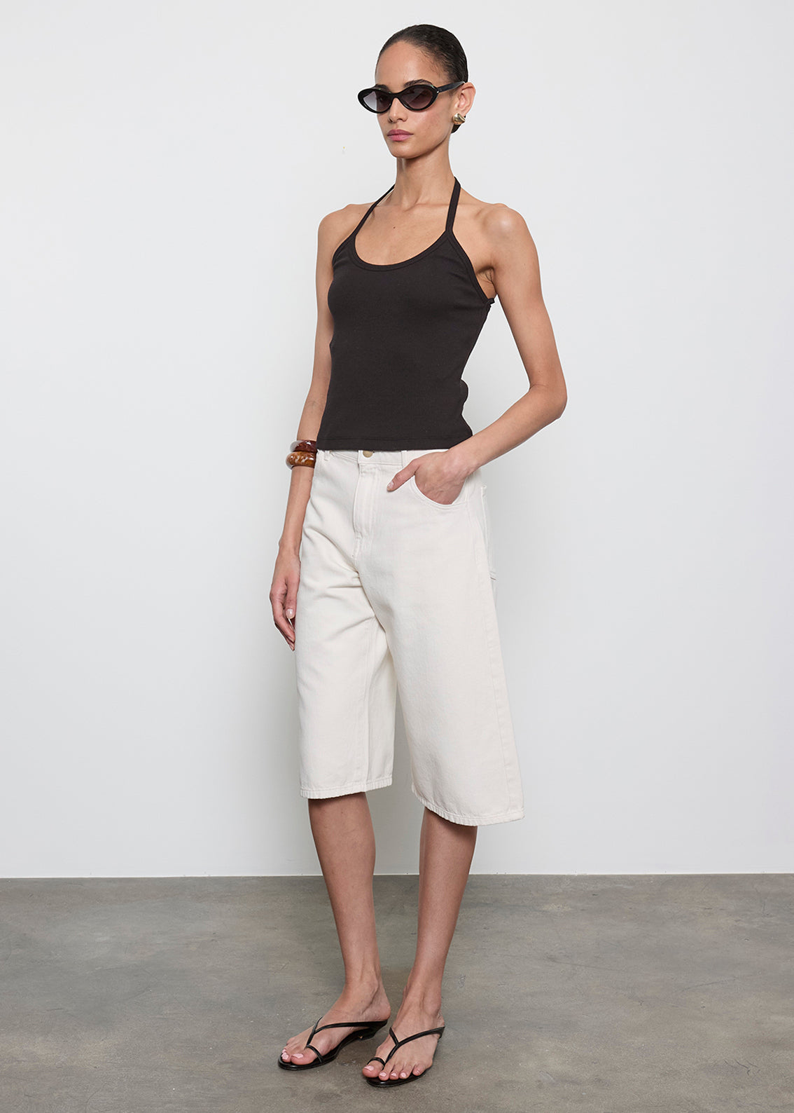 Cotton Rib Halter | Black