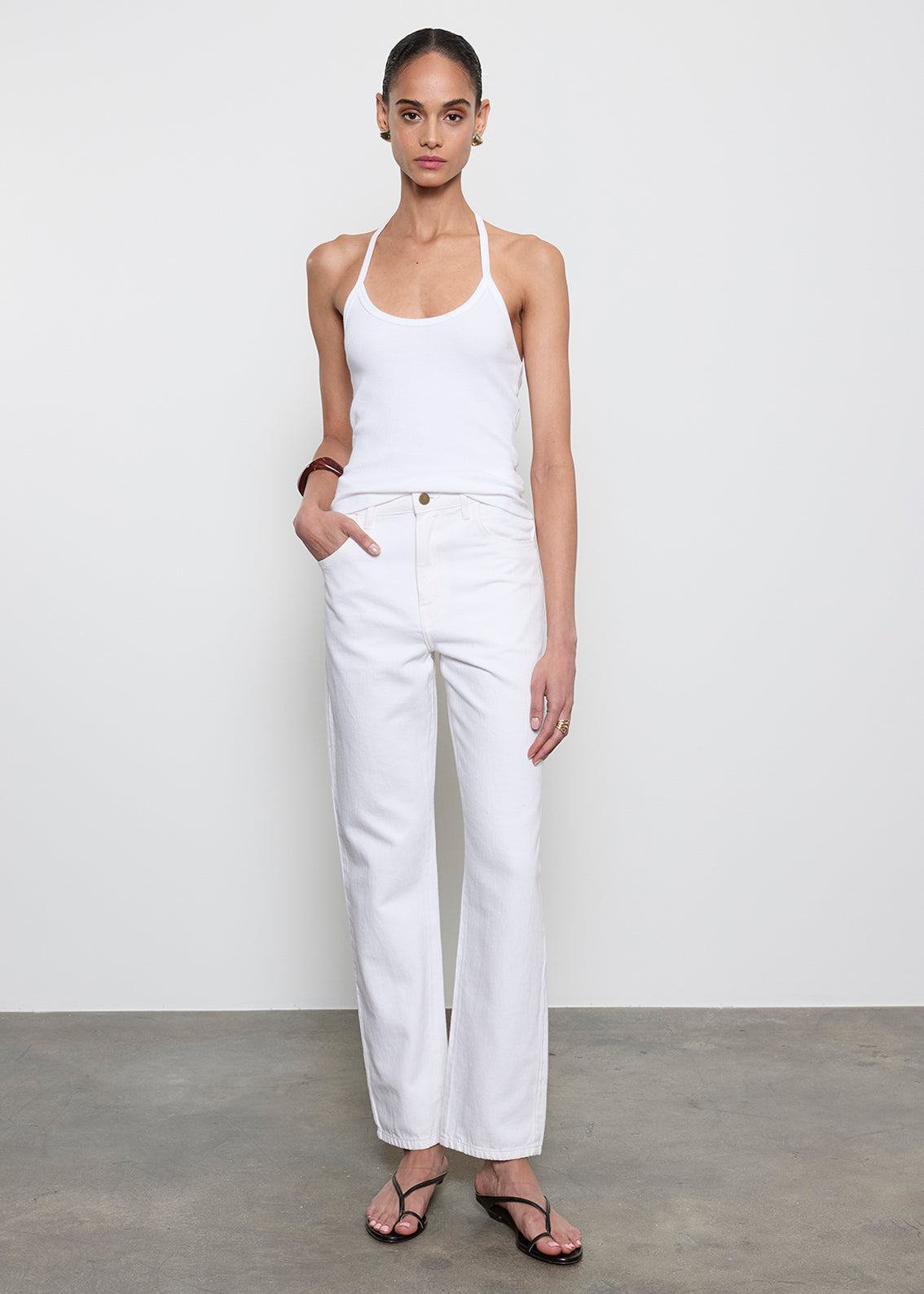 Cotton Rib Halter | White