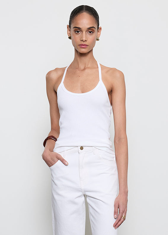 Cotton Rib Halter | White