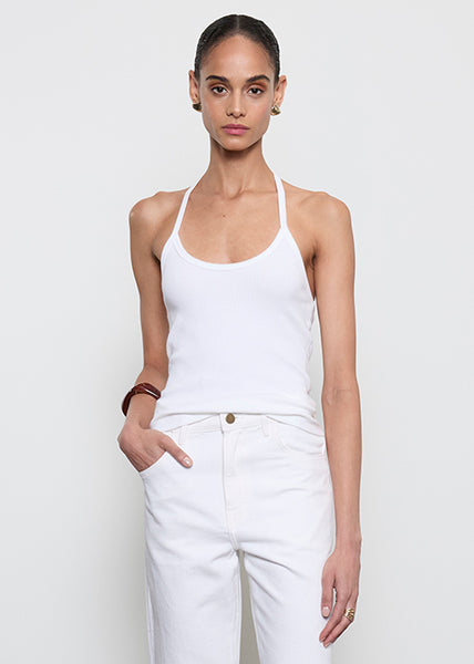Cotton Rib Halter | White – Enza Costa