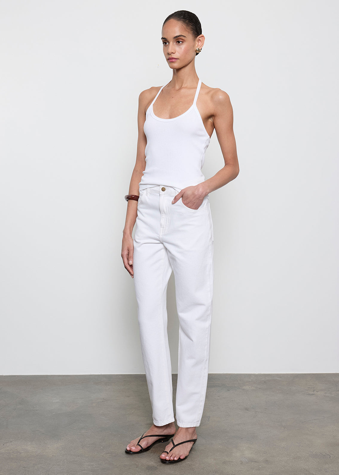 Cotton Rib Halter | White