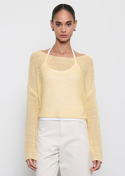 Linen Open Knit Bateau Sweater | Flan – Enza Costa