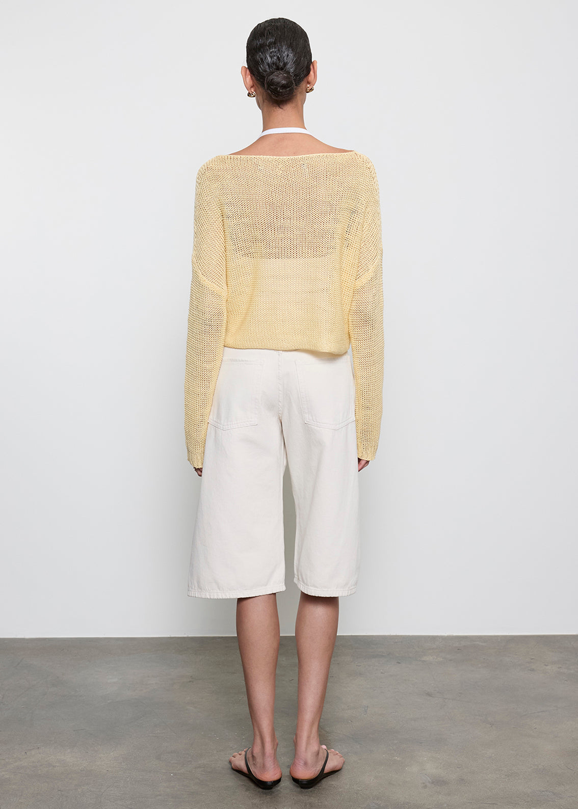 Linen Open Knit Bateau Sweater | Flan