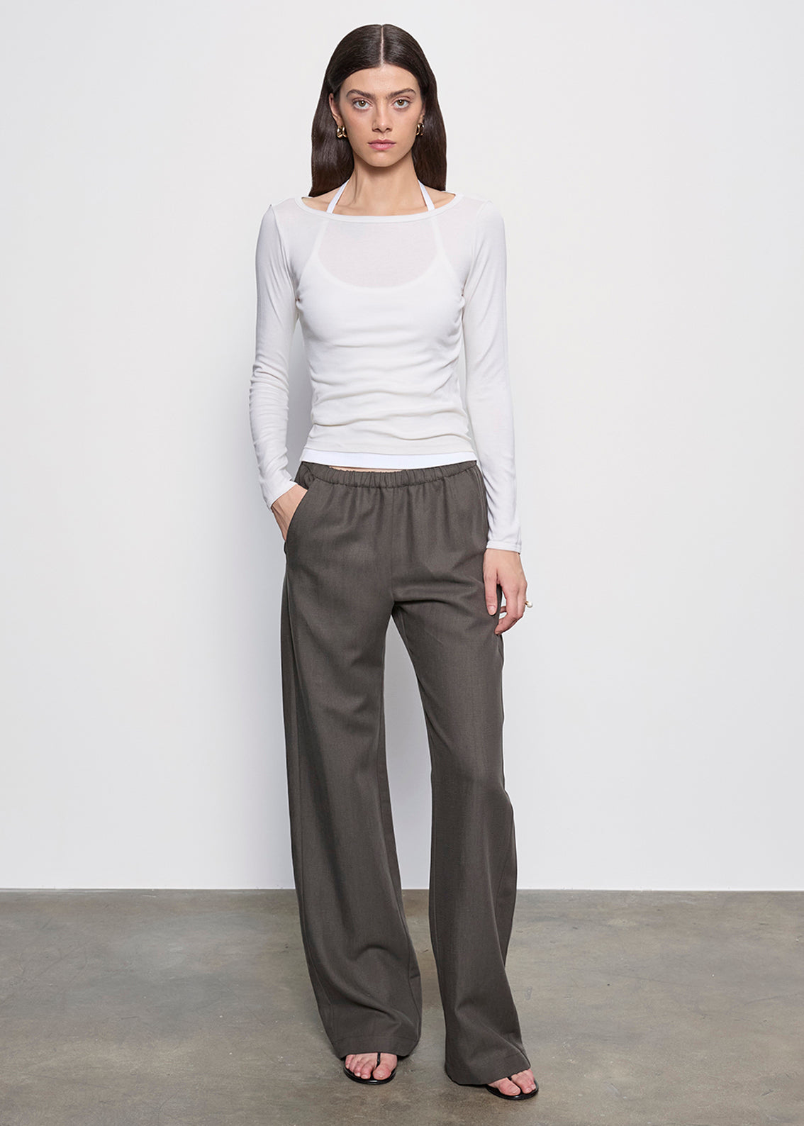 Fine Supima Cotton L/S Boatneck | White