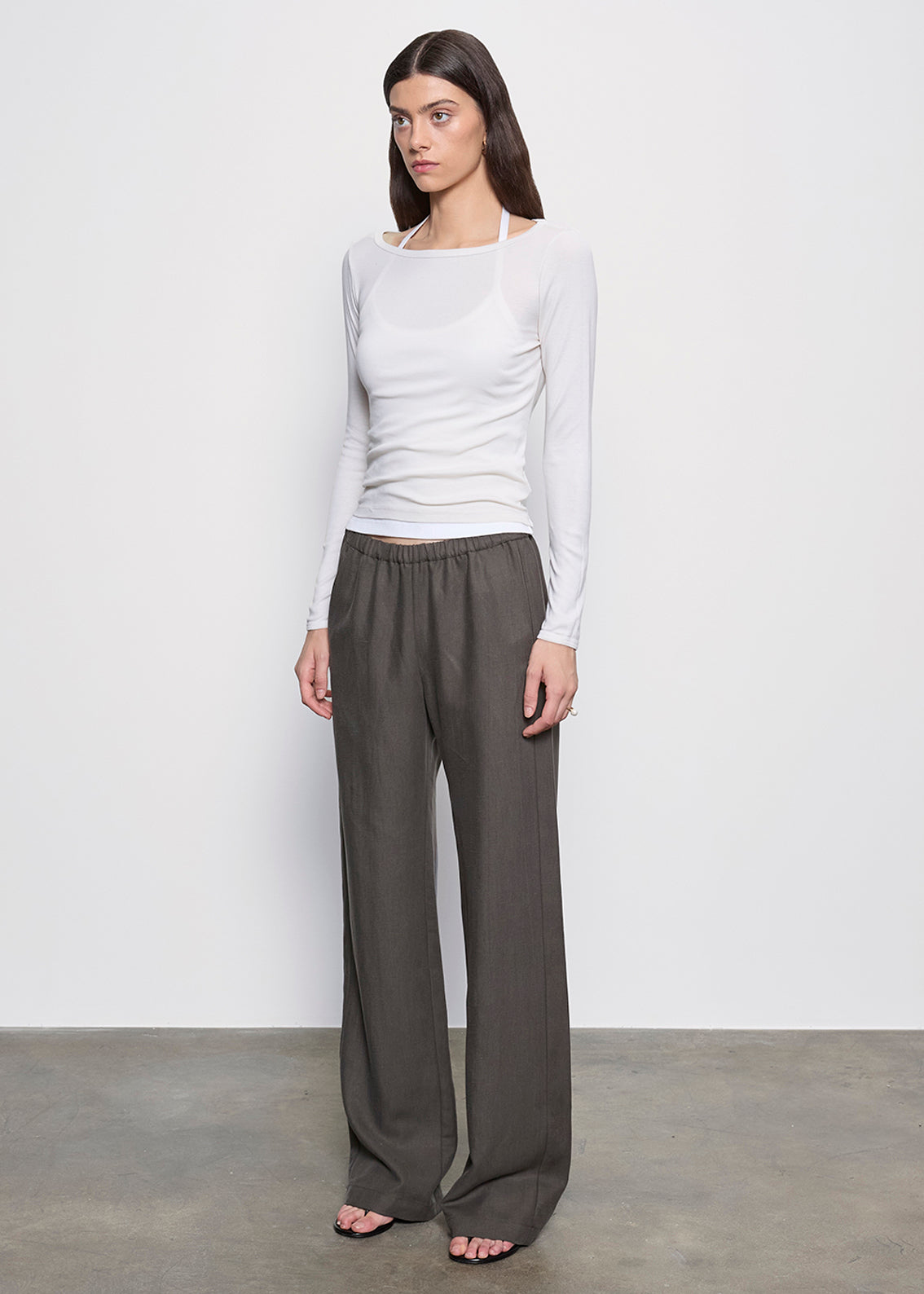 Fine Supima Cotton L/S Boatneck | Pearl Grey