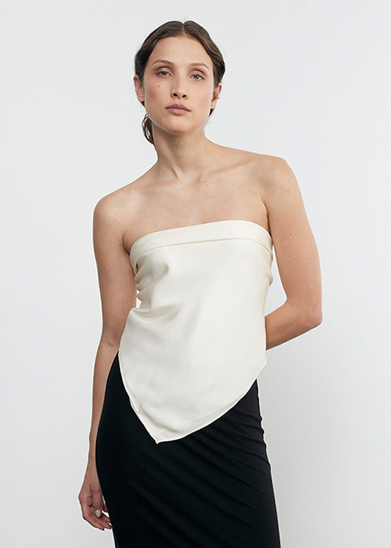 Fluid Twill Scarf Top | Antique Cream