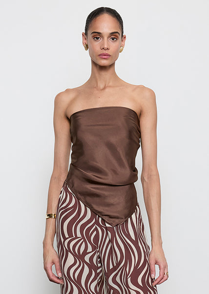 Fluid Twill Scarf Top | Chocolate – Enza Costa