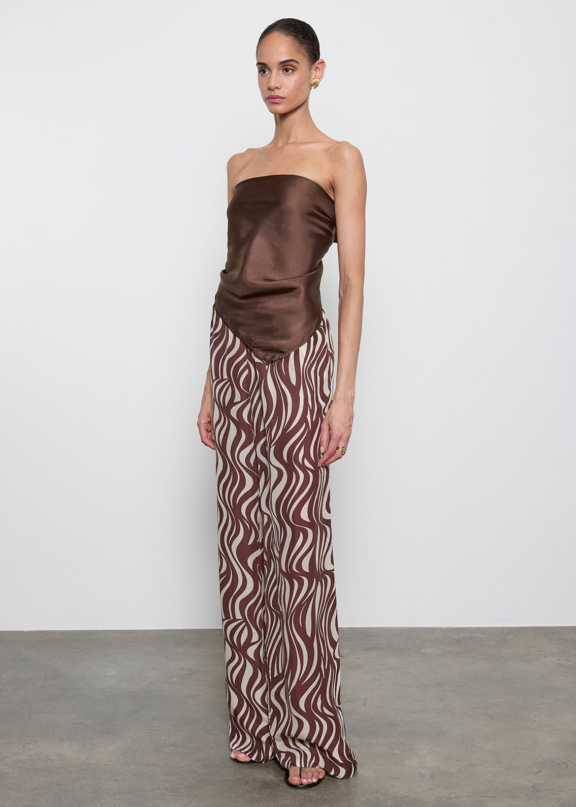 Fluid Twill Scarf Top | Chocolate