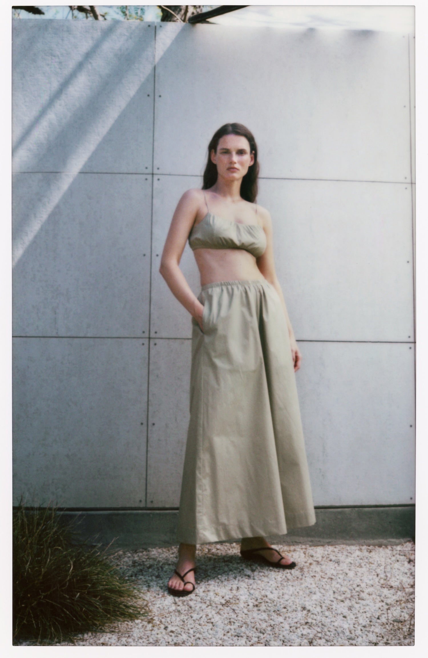 Cotton Cropped Palazzo Pant | Dark Khaki – Enza Costa