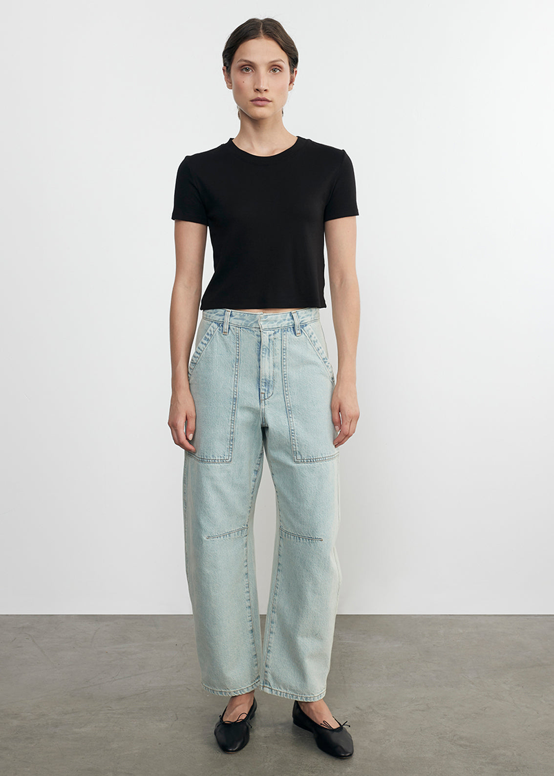 supima cotton cropped perfect s/s in black