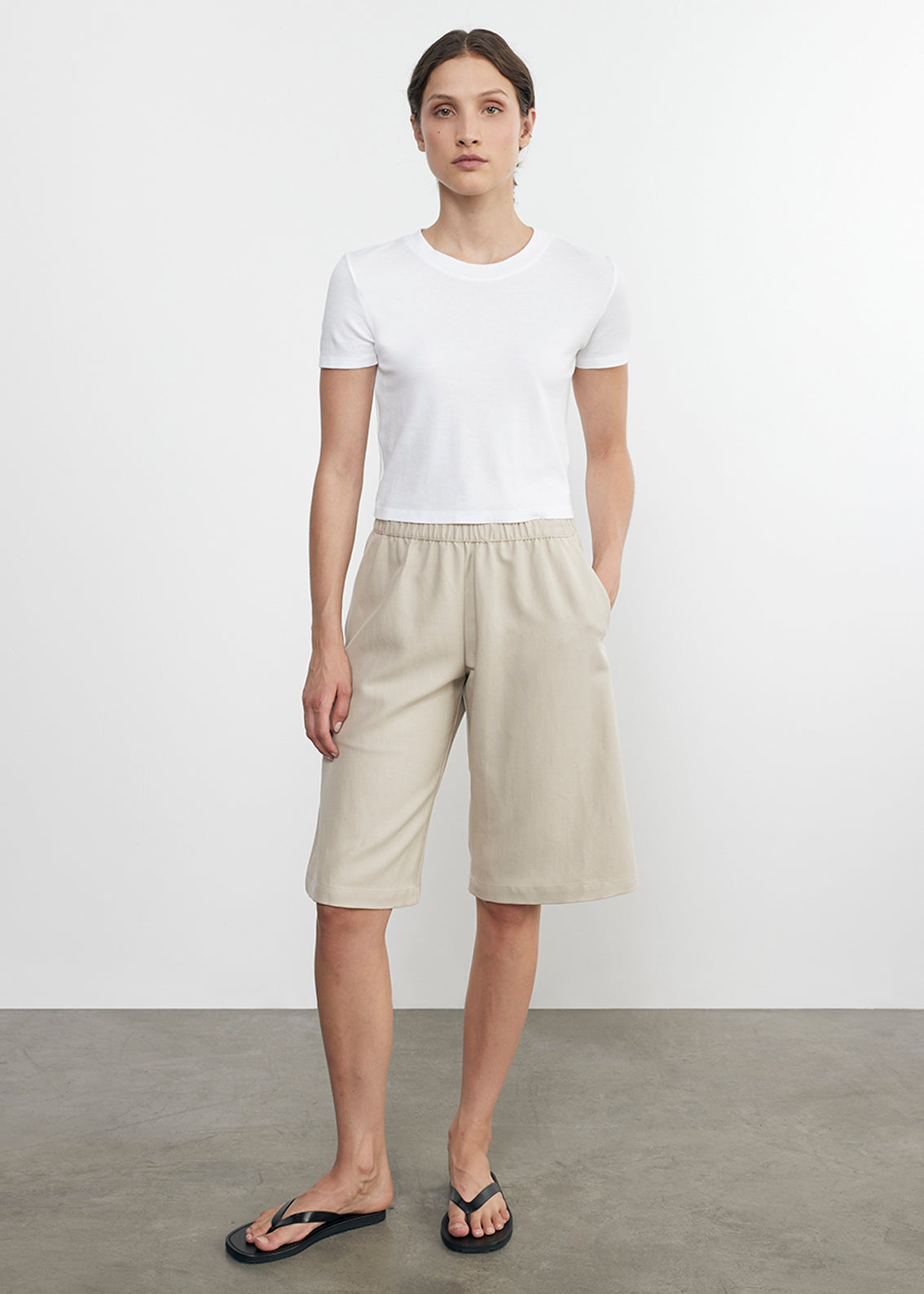 supima cotton cropped perfect s/s in white