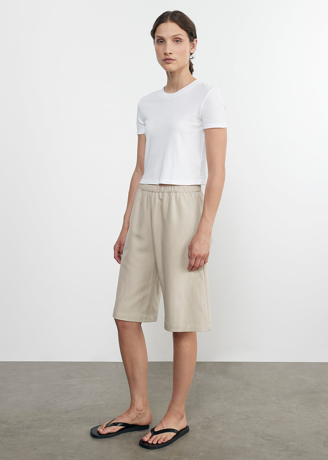 supima cotton cropped perfect s/s in white