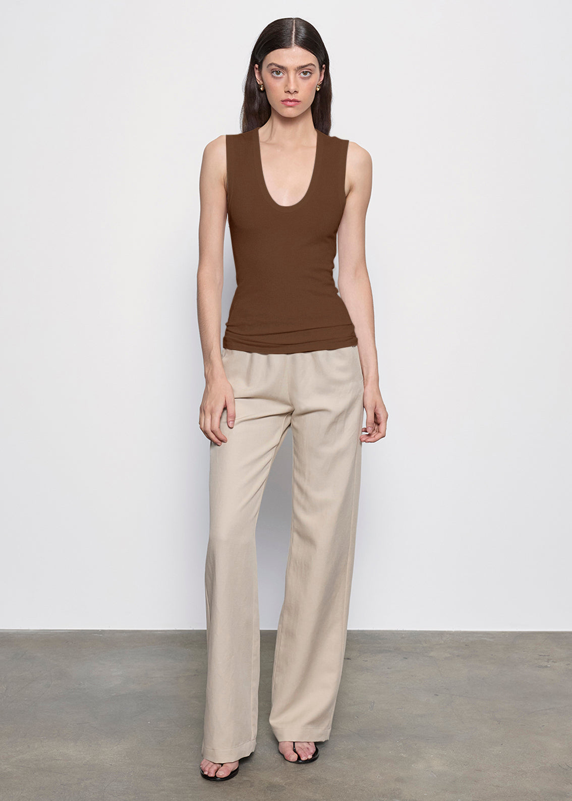 Supima Cotton Essential Sleeveless U | Chocolate