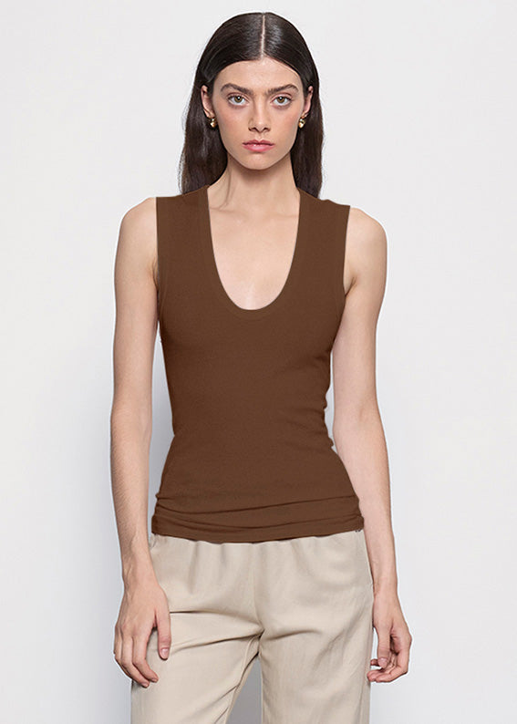 Supima Cotton Essential Sleeveless U | Chocolate