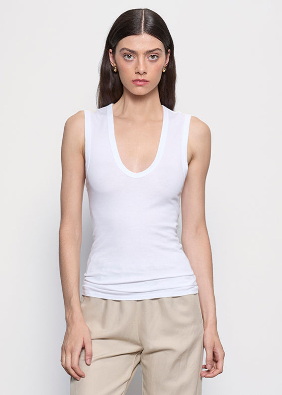 Essential Sleeveless U | White