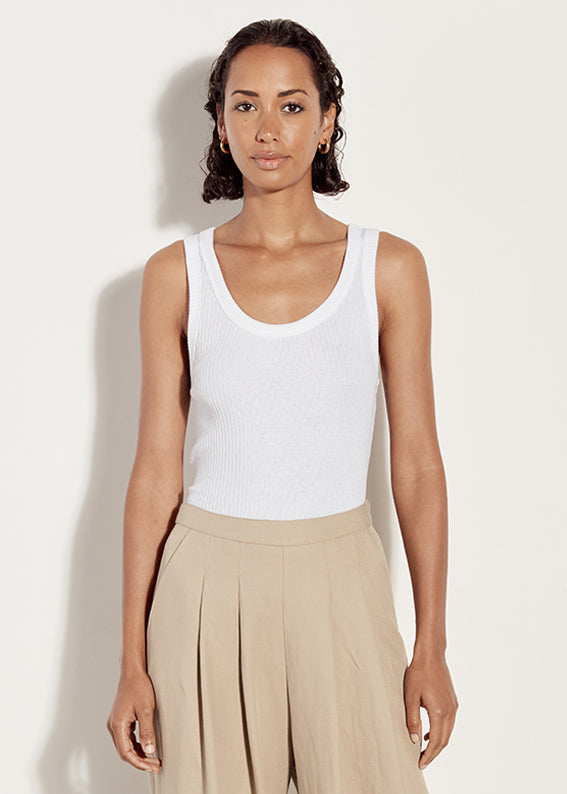 Pointelle Knit Tank | White