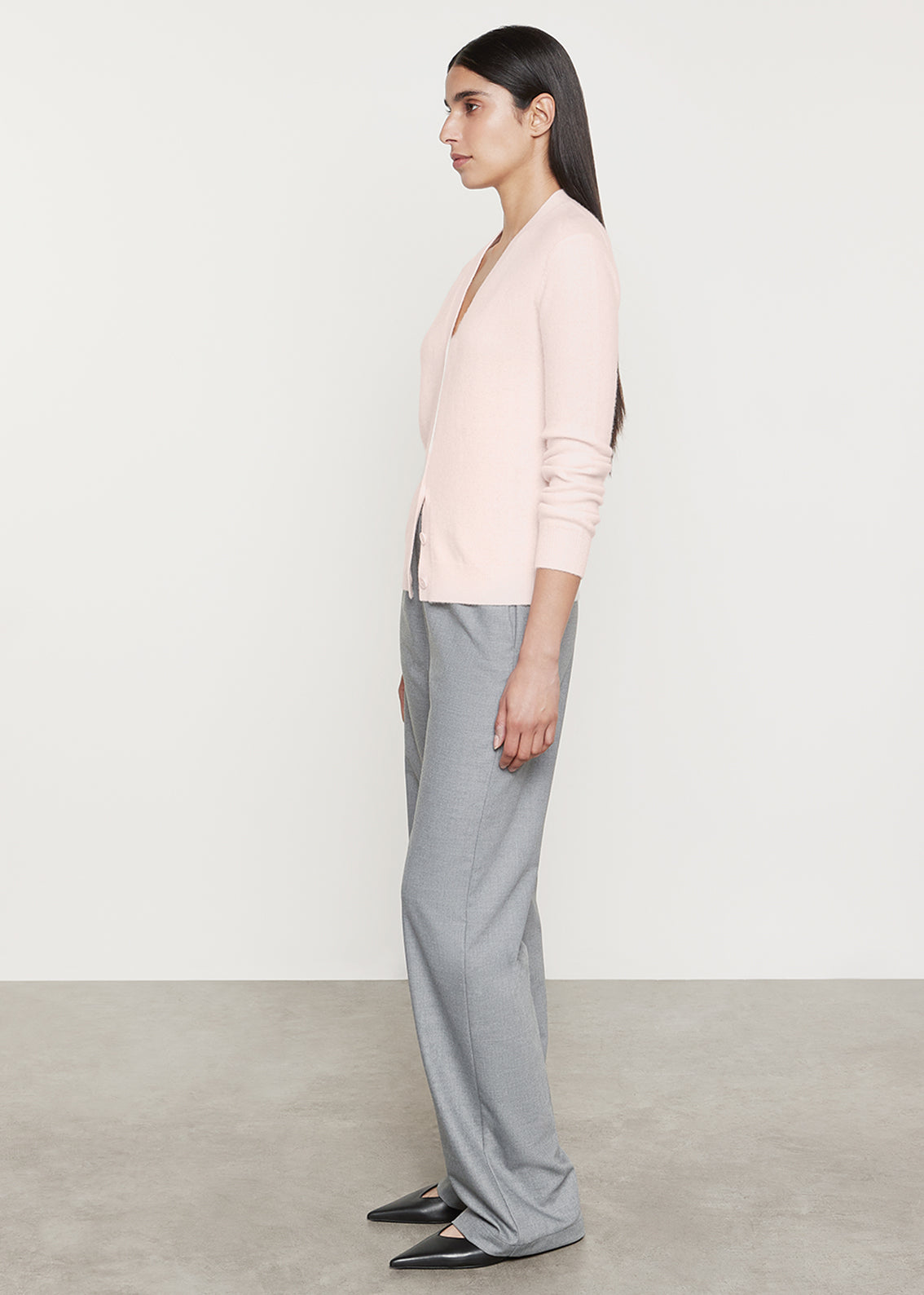 Powder Cashmere Knitted Cardigan | Pale Pink