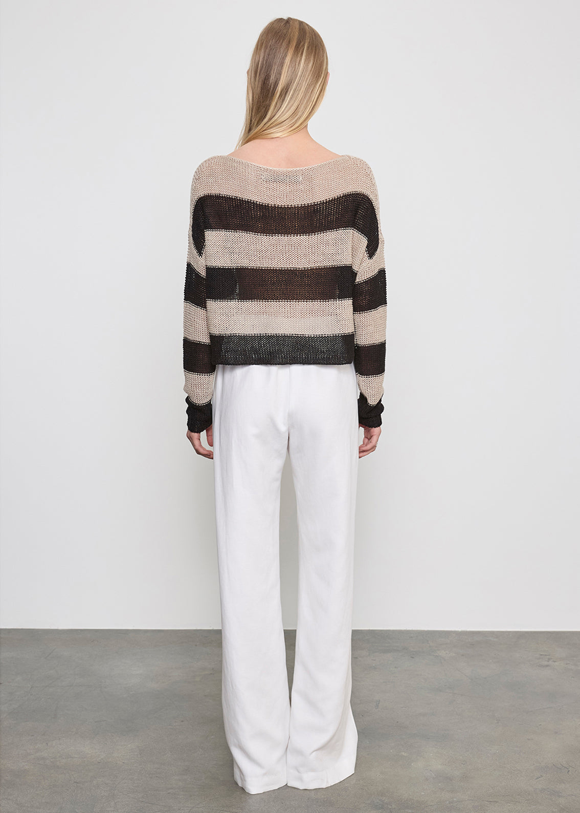 Stripe Linen Bateau Sweater | Black/Oatmeal