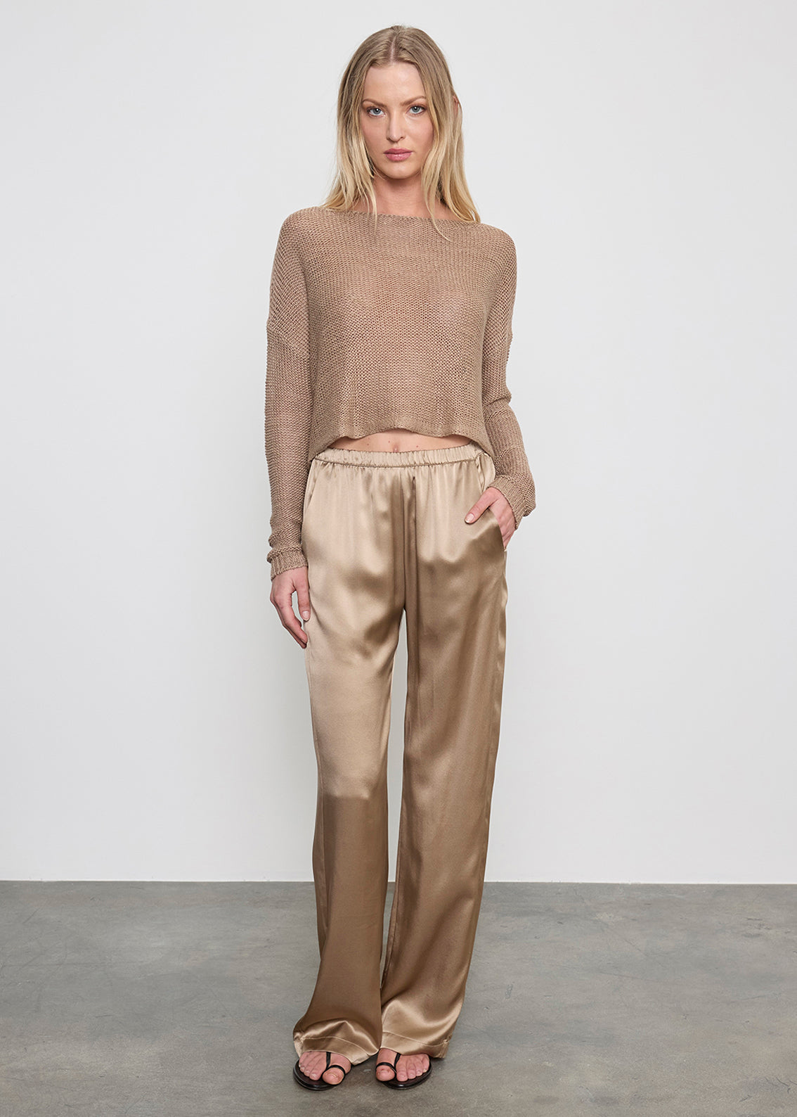 Linen Open Knit Bateau Sweater | Flax