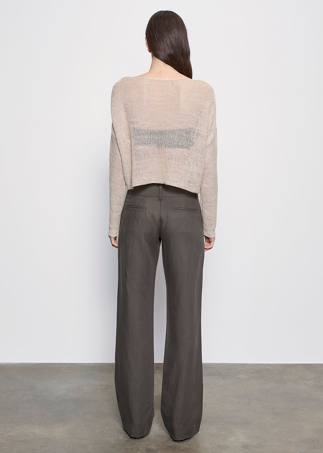 **Pre-Order** Linen Open Knit Bateau Sweater | Pearl Grey
