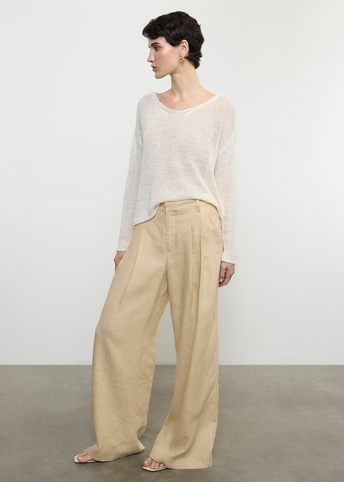 Linen Pleated Trouser | Blonde