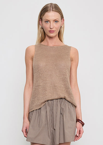 Linen Open Knit Tank | Flax – Enza Costa