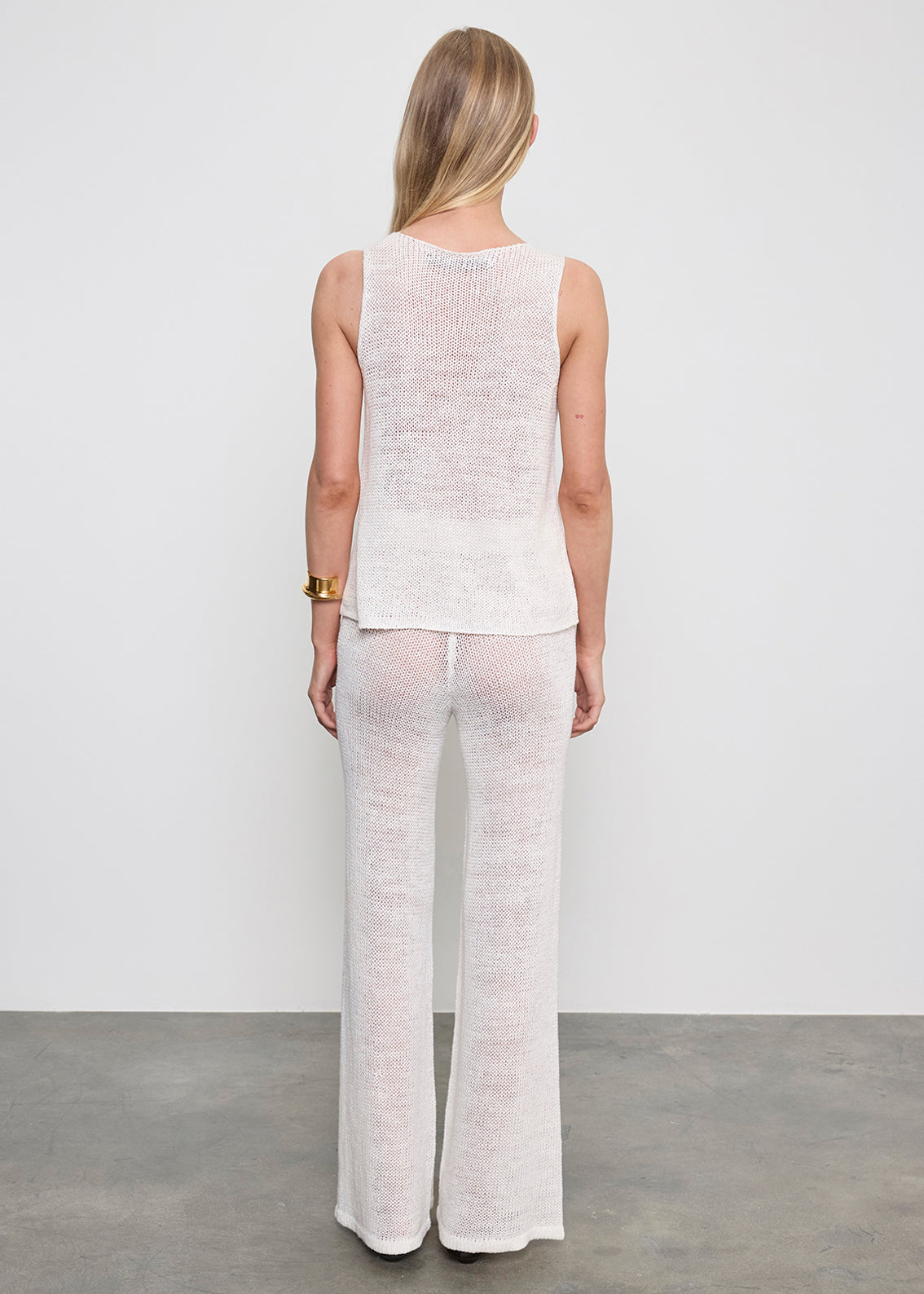 Linen Open Knit Tank | White