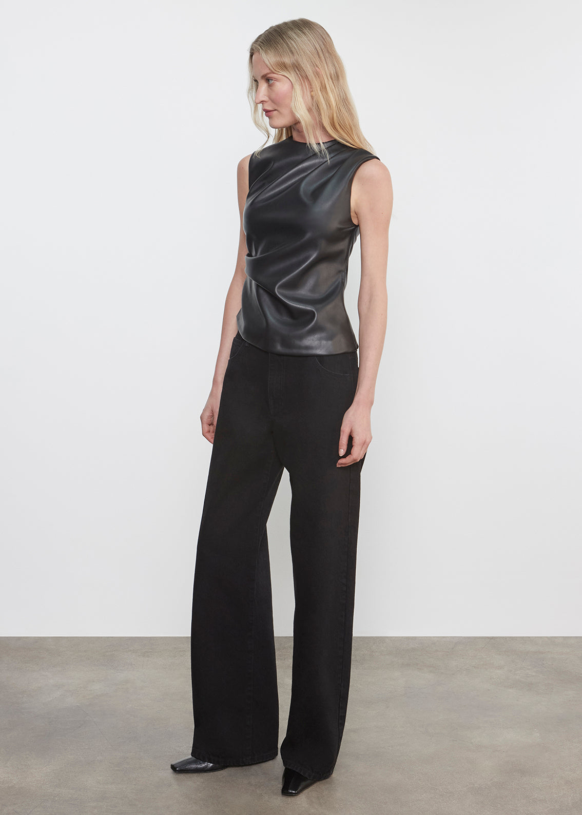 Leather Twist Top | Black