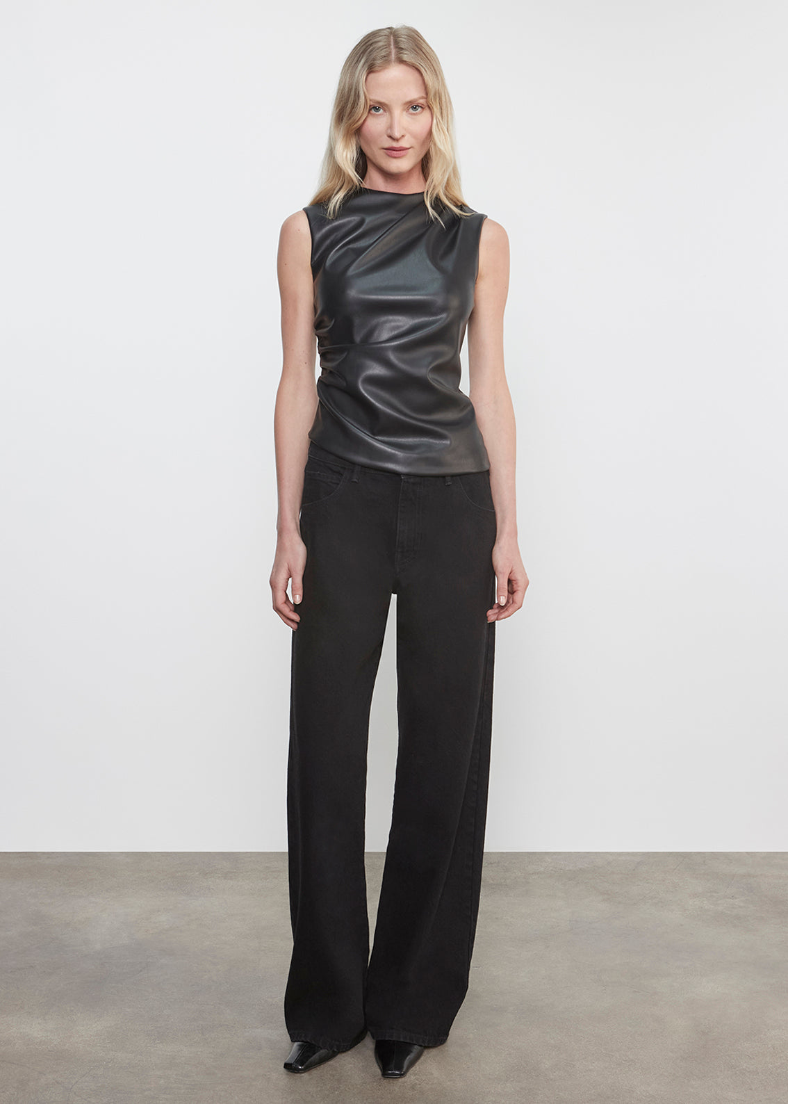 Leather Twist Top | Black