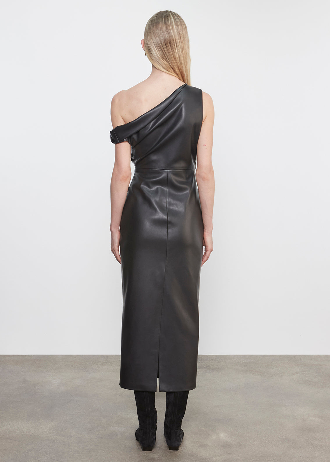 Leather Sculpted Dress | Black