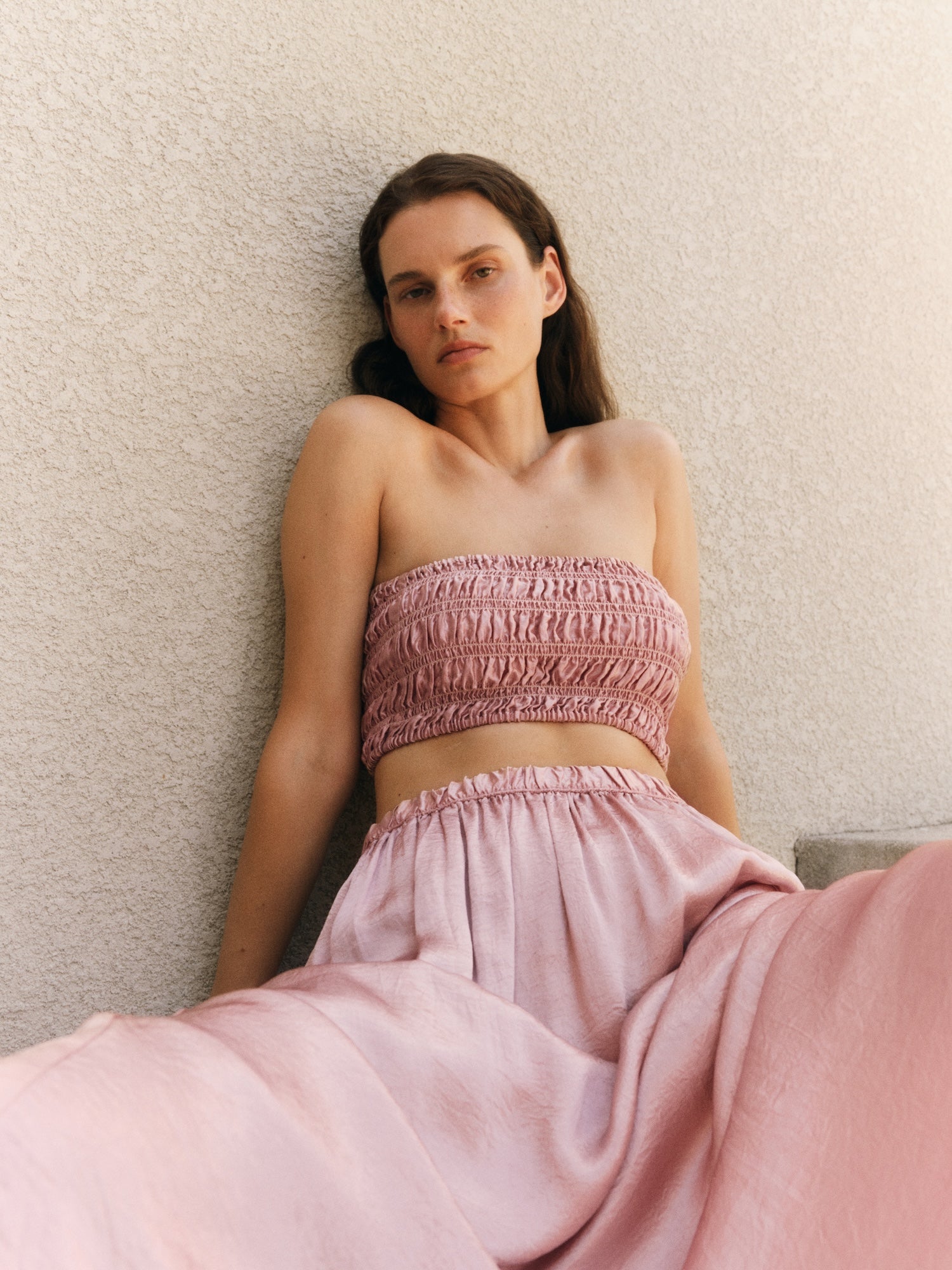 Textured Satin Celeste Skirt | Rose Blush – Enza Costa