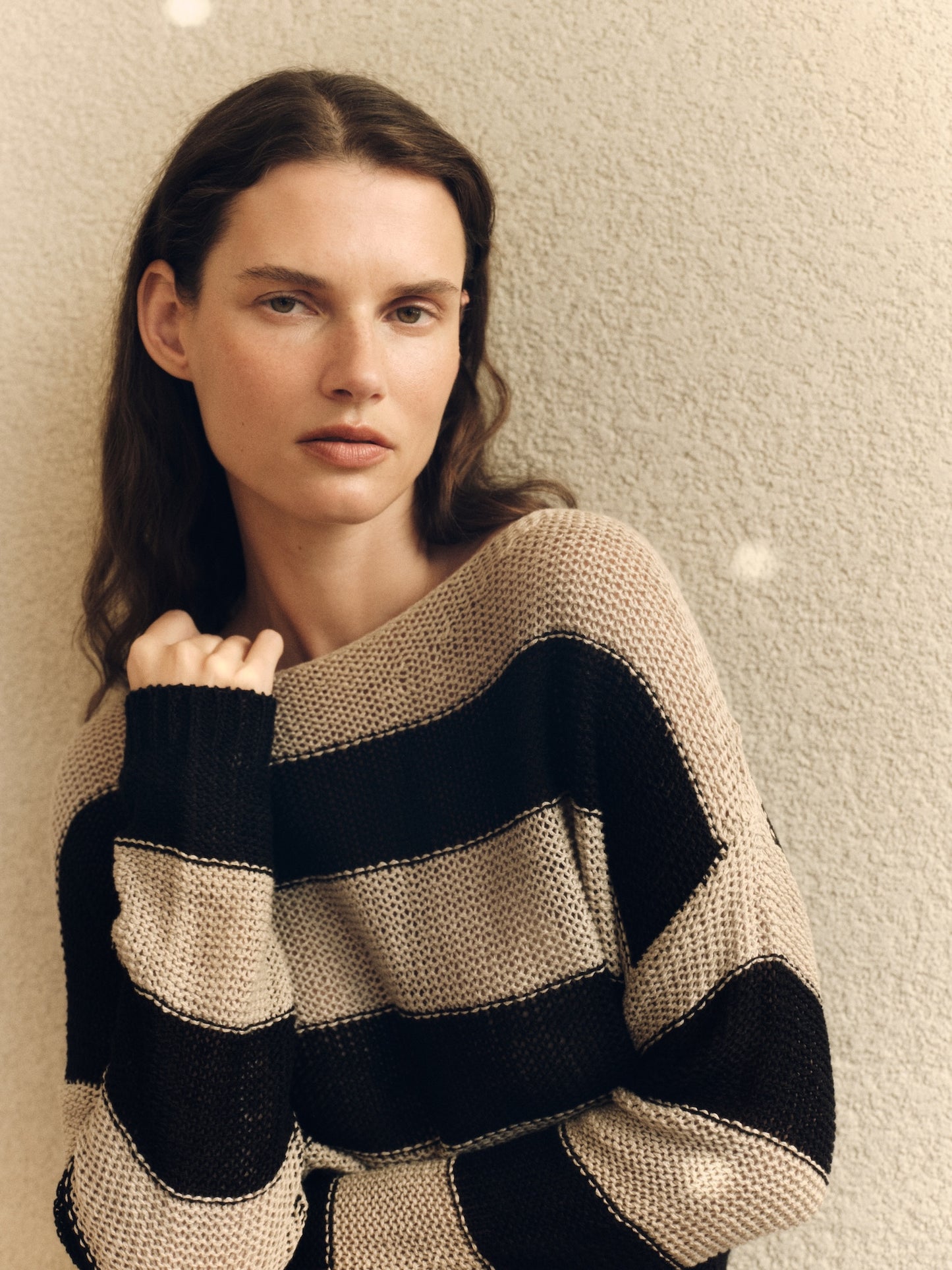 Stripe Linen Bateau Sweater | Black/Oatmeal