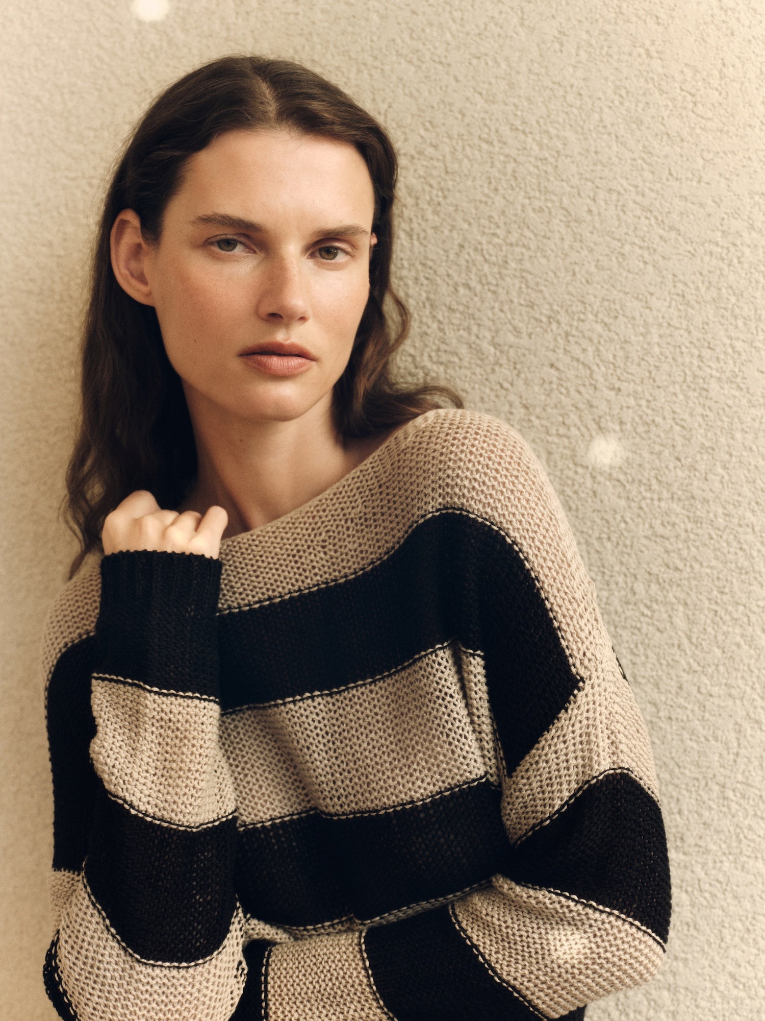 Stripe Linen Bateau Sweater | Black/Oatmeal