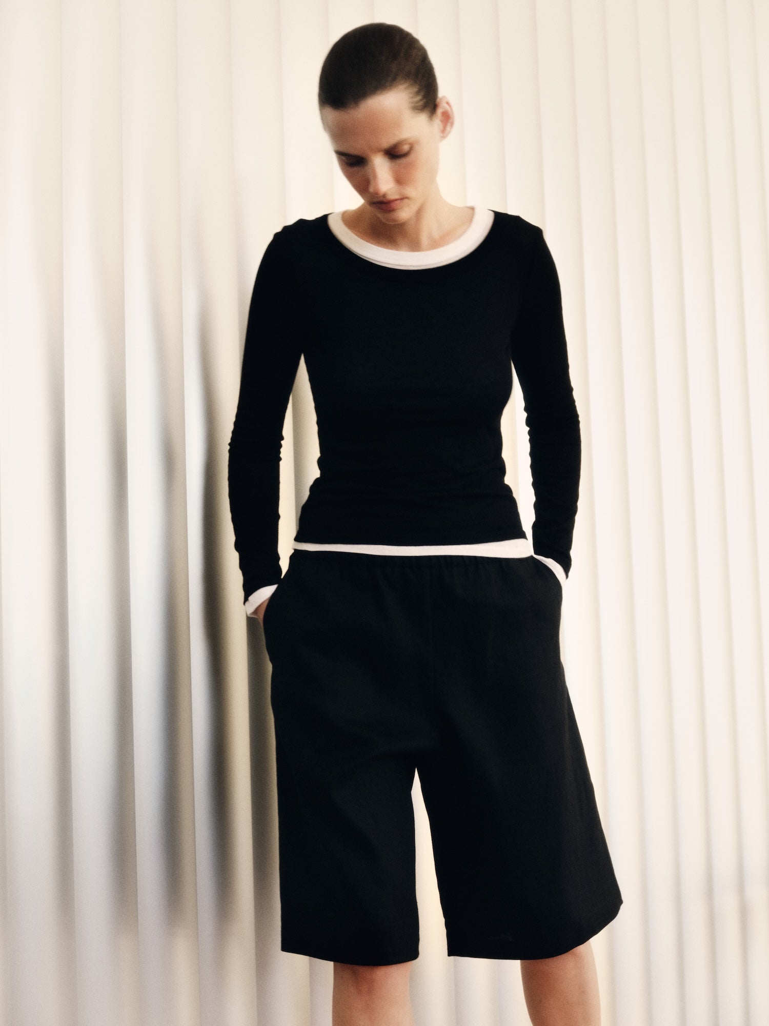 Tissue Jersey Layered L/S | Black/White – Enza Costa