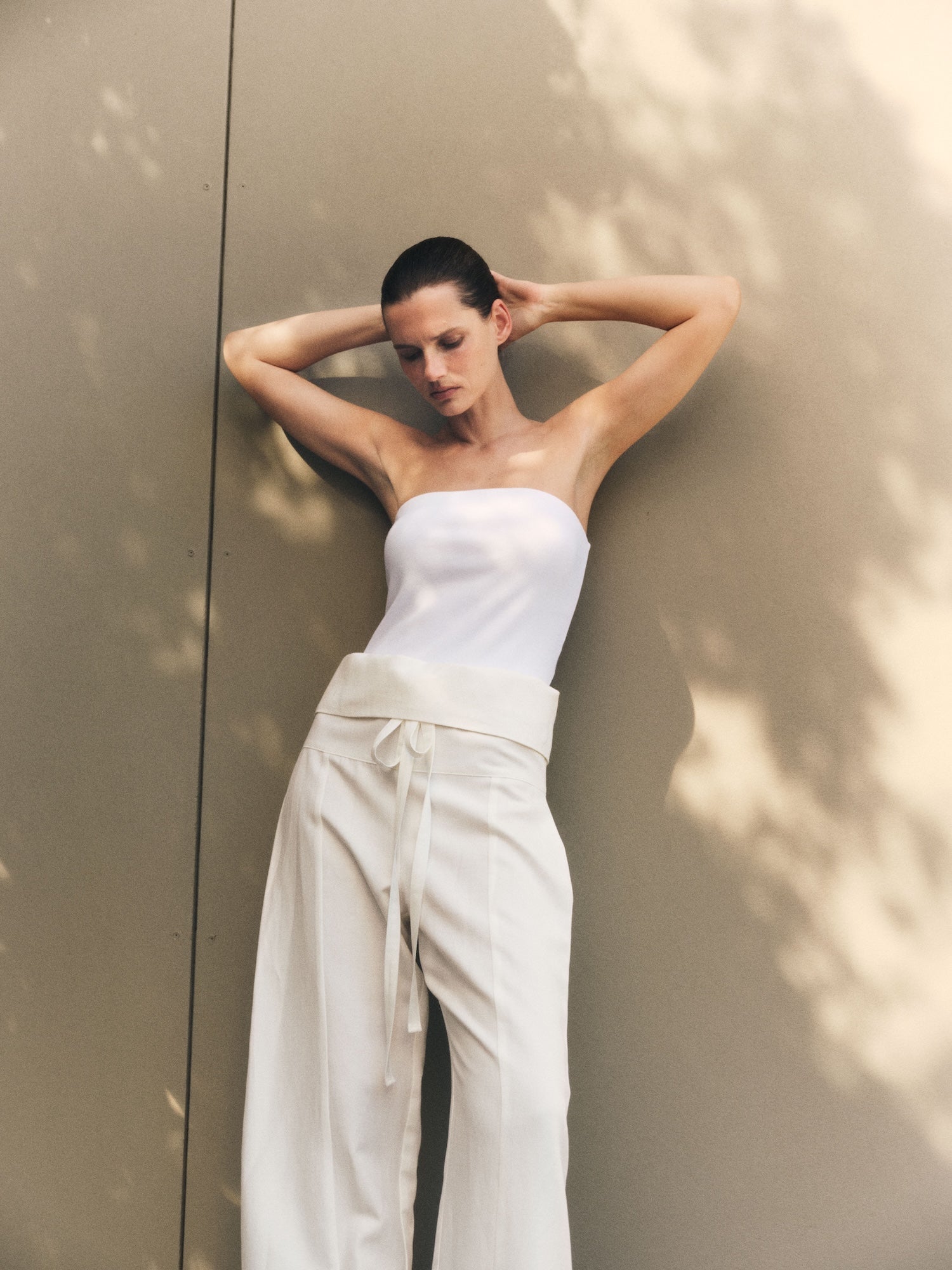 Cotton Rib Bandeau Top | White