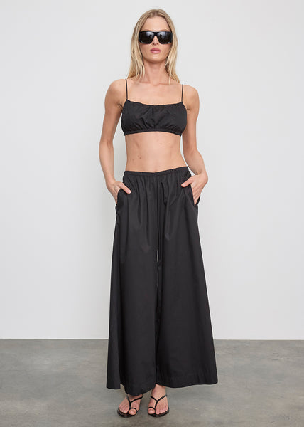 Cotton Cropped Palazzo Pant | Black – Enza Costa
