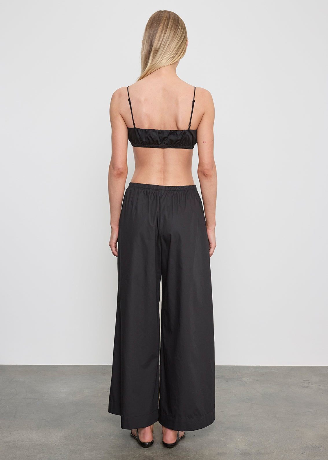 Cotton Cropped Palazzo Pant | Black