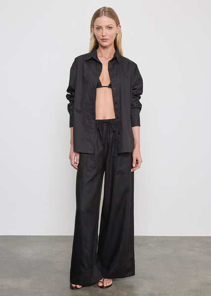 Linen Cropped Summer Pant | Black – Enza Costa