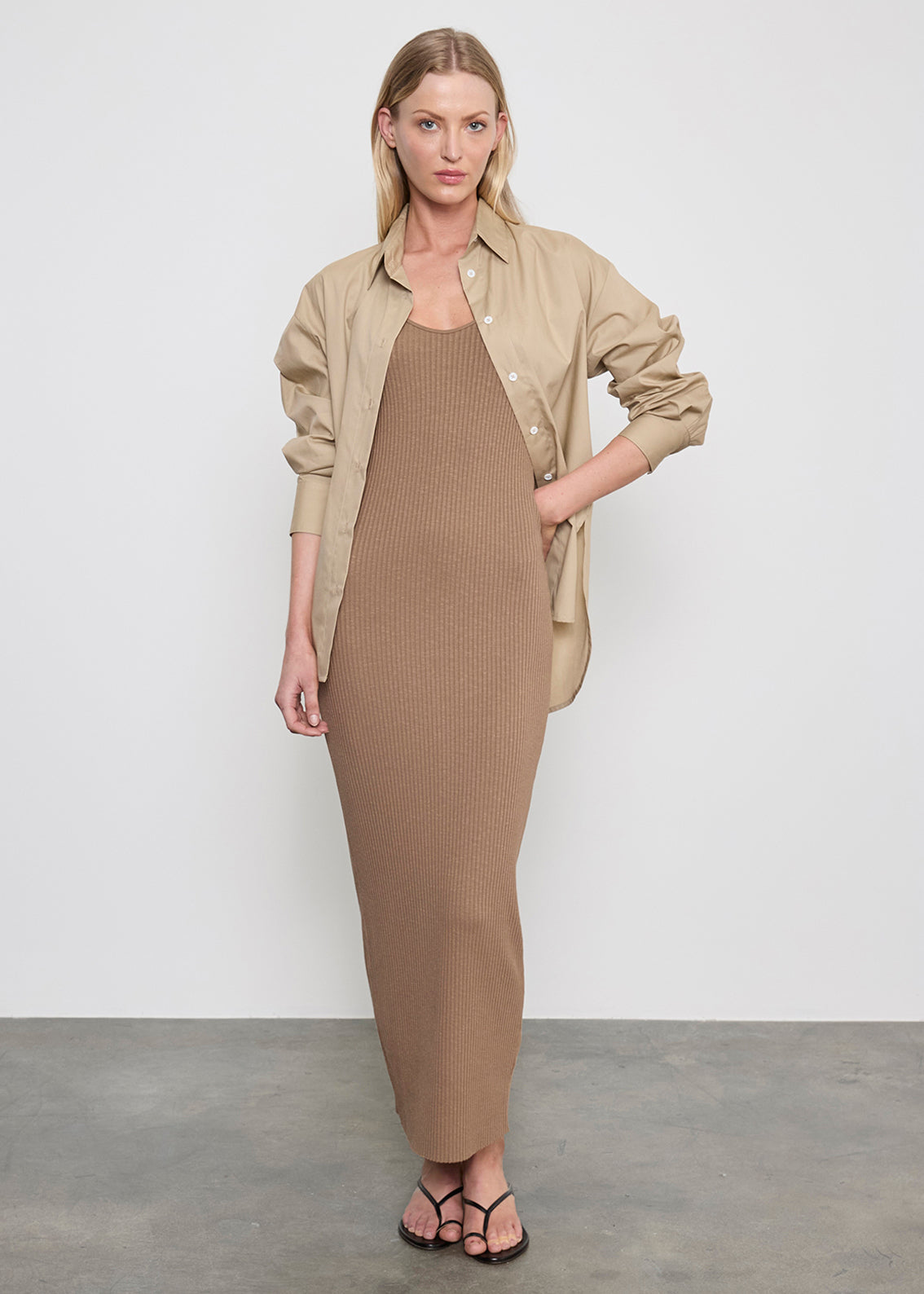 Military Rib Slim Tank Dress | Army