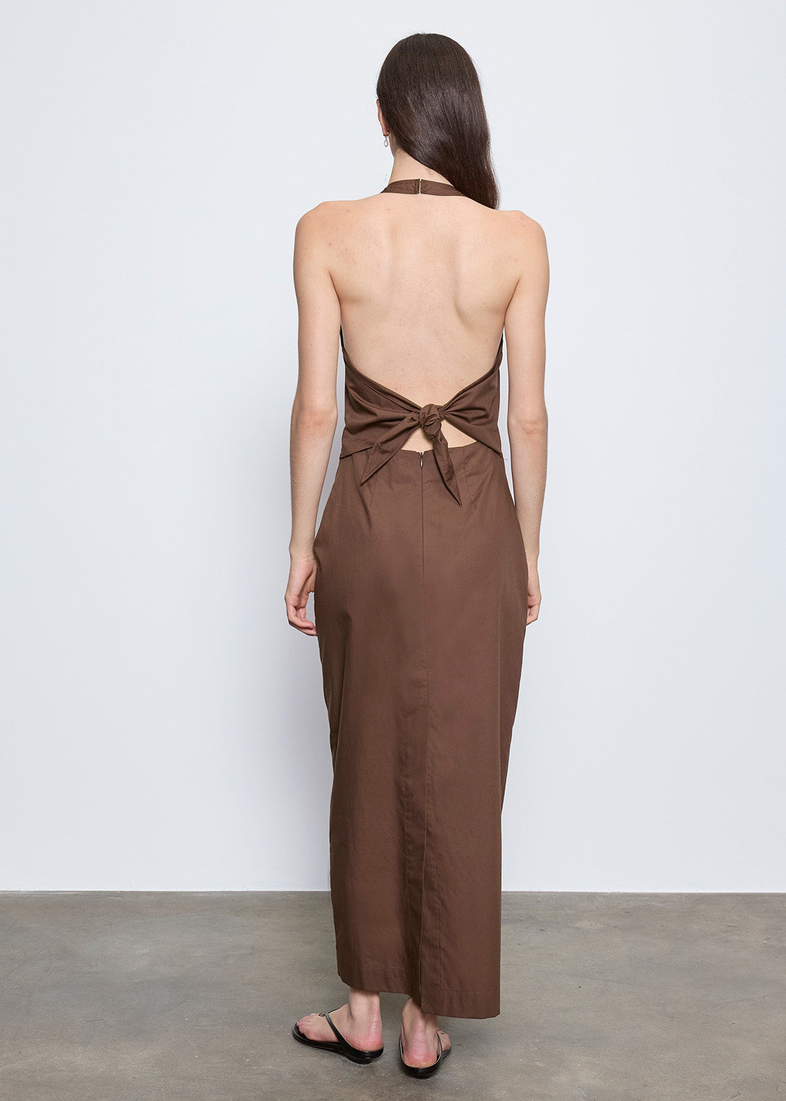 Poplin Halter Dress | Dark Chocolate