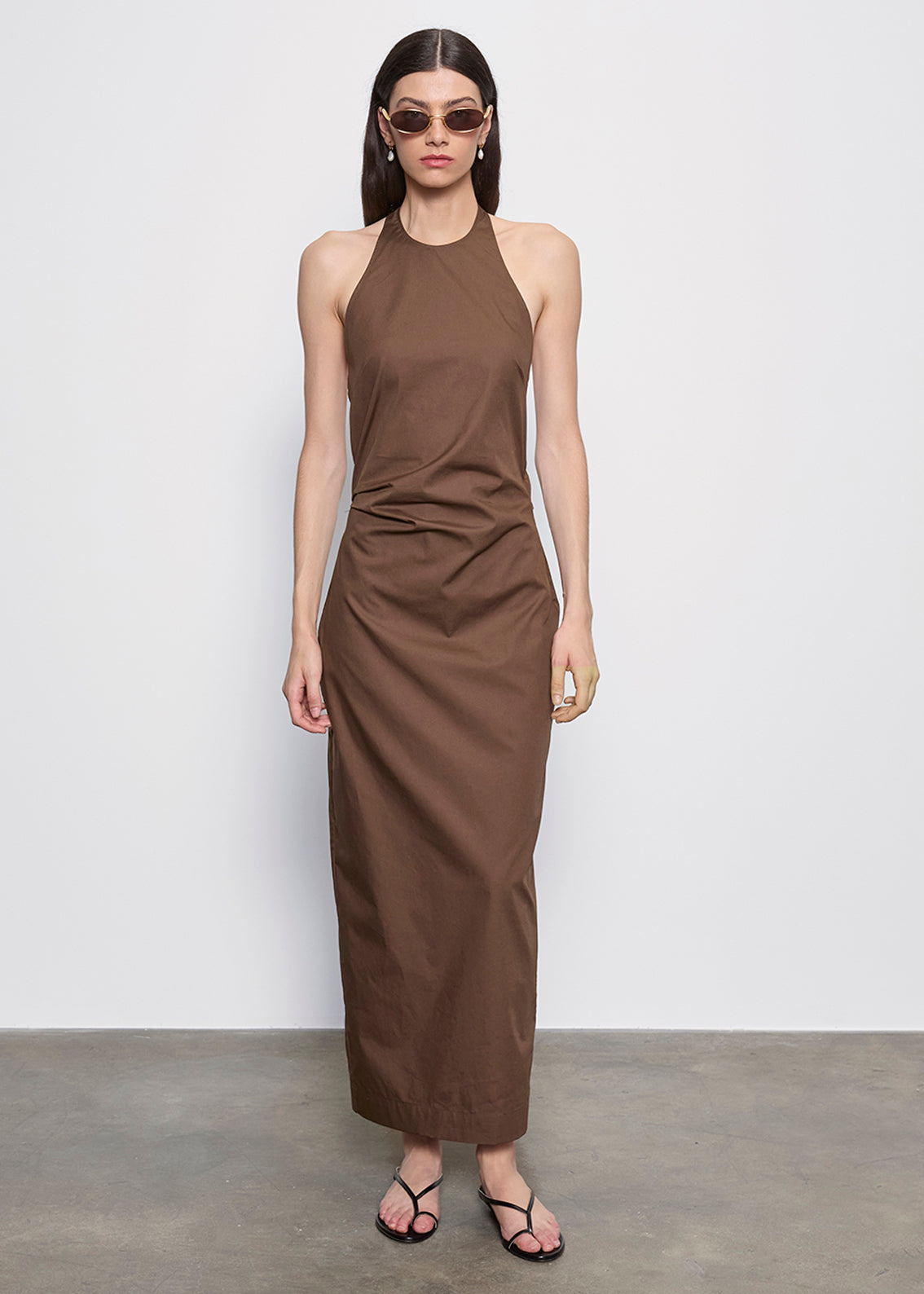 Poplin Halter Dress | Dark Chocolate