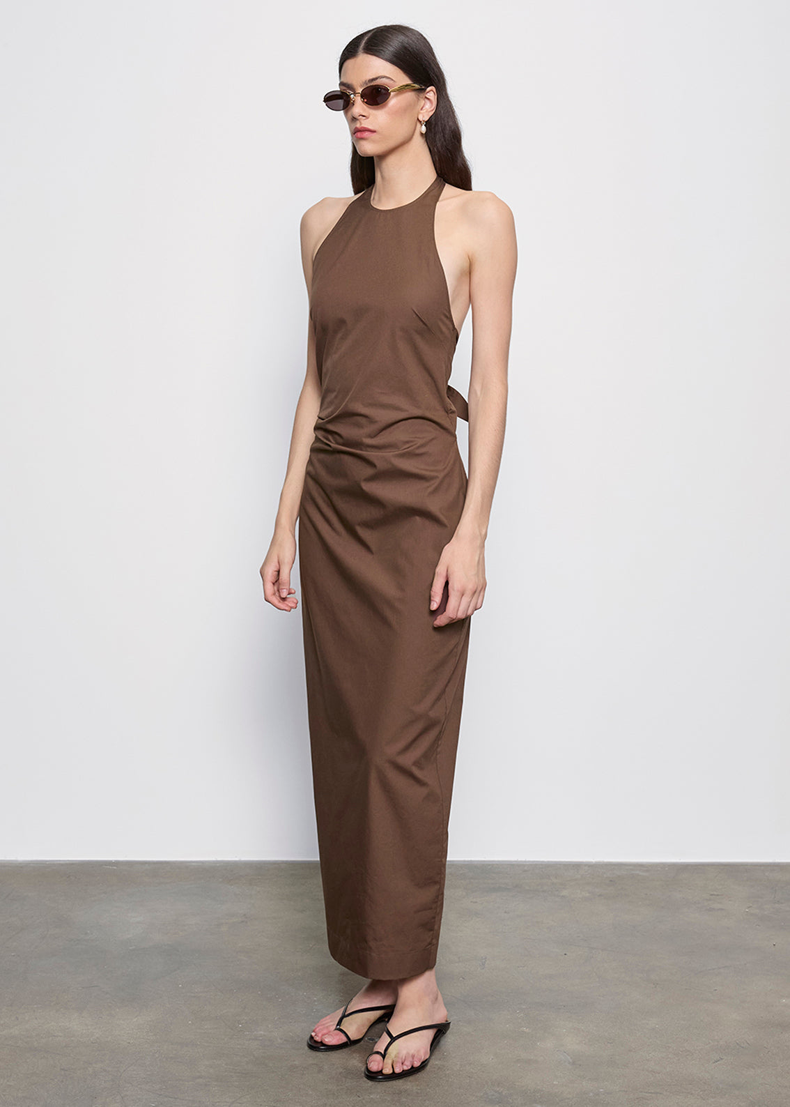 Poplin Halter Dress | Dark Chocolate 0 Poplin Halter Dress | Dark Chocolate 0